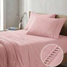 400 Thread Count 3-Piece Bedding Set With Fitted Sheet And Pillowcases, Soft Touch, Everyday Comfort, Single, Full, Queen, King - Baby Pink - View 1