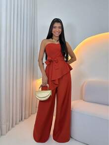 Chic, Elegant, Tailored Long Suit For Foreign Bloggers. - Burnt Orange - View 1