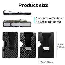 Ví nam mỏng nhẹ tối giản, có ngăn trước chống RFID, chất liệu kim loại nhẹ, ngăn đựng thẻ RFID, ví sợi carbon kèm kẹp tiền. - Một - Xem 2