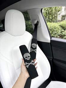 水钻骷髅头汽车安全带肩垫，毛绒防磨损安全带套，四季皆宜 - A - 查看 11