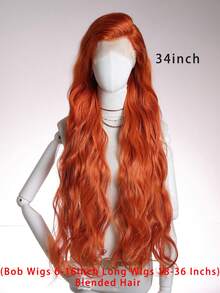 Tóc giả ren phía trước, mật độ 180%, tóc thật gợn sóng, ren trong suốt 13*4, kết cấu gợn sóng, độ dài 8-36 inch, chất lượng tóc hỗn hợp, thích hợp cho các dịp lễ, tiệc tùng, tụ họp, màu đen/nâu/đỏ tía/cam, đường chân tóc tự nhiên đã được tỉa sẵn. - S350 - Xem 3
