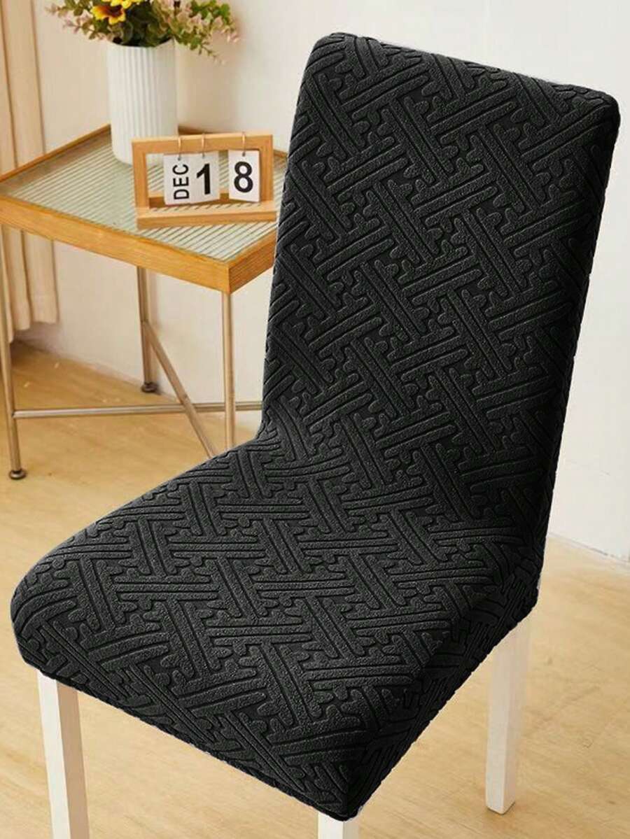 1件組、4件組、長城圖案、L型椅套、家居用品、防塵且彈性、簡約風格、一體式、凳套、耐磨防污、椅套、適用於書房、客廳及其他多種場地 - 黑色 - 查看 1