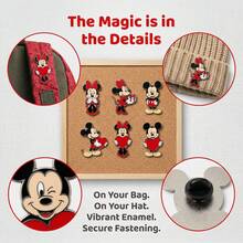 Disney Bộ 10 chiếc ghim cài áo hình chuột Mickey dễ thương kiểu retro, thích hợp để trang trí ba lô, quần áo và túi xách. - Nhiều màu - Xem 2