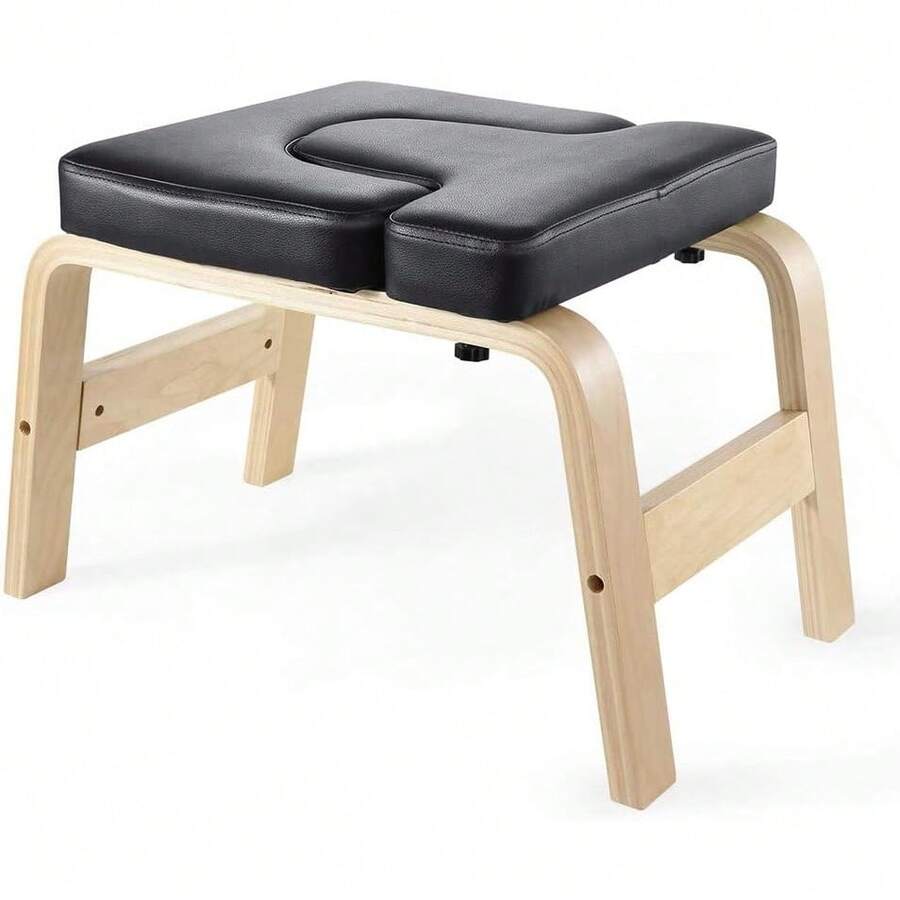 Yoga Inversion Chair Stool With High-Density PU Cushion, Solid Wood Frame Anti-Slip Stable, Multifunctional For Core Training Headstand Shoulderstand Home Gym - White - View 1