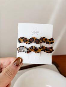 2 piezas Clips para el cabello de mujer de estampado de leopardo versátil, clips para la parte superior de la onda de la boca de pato, accesorios para el cabello sin costuras, para festival, fiesta - Multicolor - Ver 11