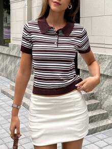 女士简约优雅针织上衣，休闲时尚风格，春夏款 - 彩色 - 查看 7