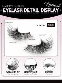 GROINNEYA 3 Pairs Fox Eye Lashes C Curl Flared Half-Strip False Eyelashes, Natural Makeup 3D Effect Faux Mink Lashes With Invisible Band, Lightweight & Reusable, Waterproof, Suitable For Vacation, Short Trips - Black - View 2