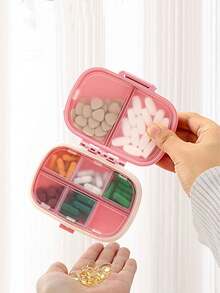 1pc Portable Multi-Compartment Sealed Medicine Box, Mini Weekly Pill Organizer, Waterproof Silicone Vitamin Supplement Storage Container, Reusable For Home, Travel, Office, School, Unisex - Multicolor - View 8