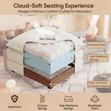 Convertible Modular Sectional Sofa,L Shaped Couch For Living Room,Chenille Cloud Couch,3 Seater Comfy Sectional Couch With Movable Ottoman And Deep Seat - 白色 - 查看 6