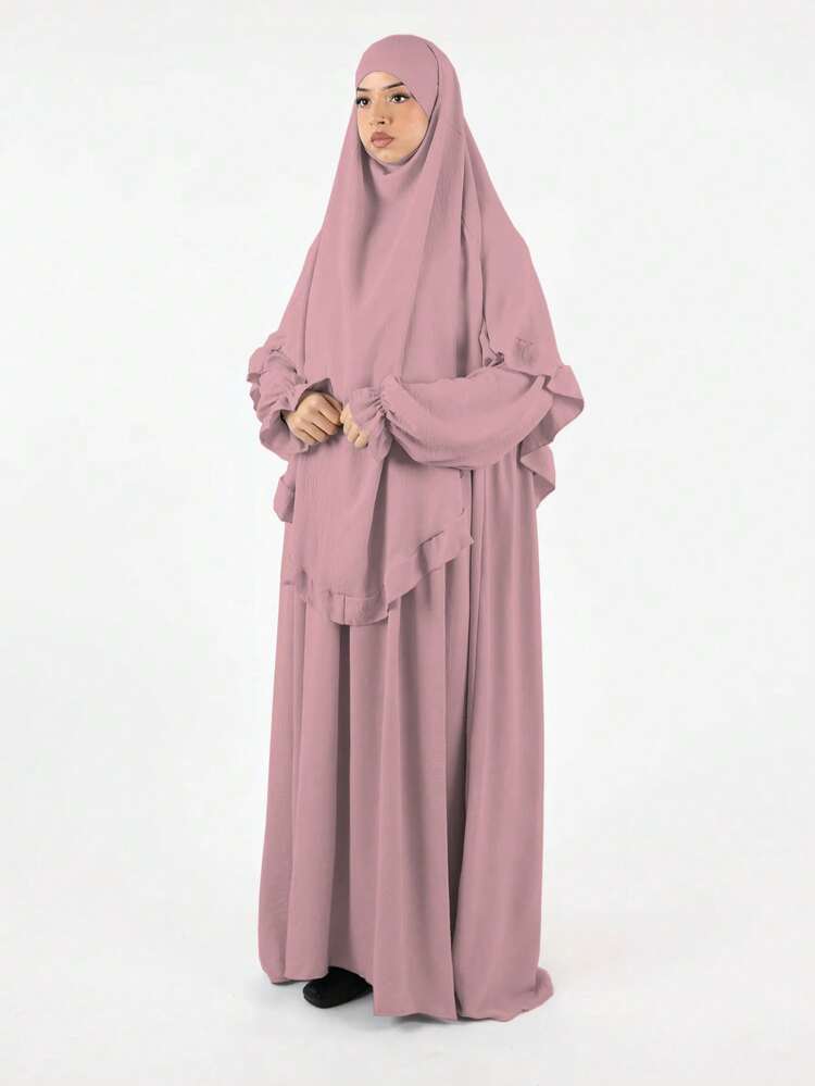 1pc Muslim Headscarf Hijab, Abaya With Pleated Hem Design, Classic Versatile For Daily Wear And Prayer - Multicolor - View 15