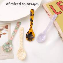4-Piece Multi-Function Acrylic Spoon Set - Suitable For Desserts, Coffee, Caviar - Durable Plastic Handles, Compact Kitchen Utensils For Stirring And Serving. - 彩色 - 查看 8