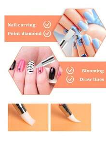 1pc Pink Diamond Nail Art Silicone Embossing Pen, Multifunctional Double-Ended Silicone Pen, Sticker Pressing Rod, Carving Embossing Pen, Nail Art Auxiliary Tool, 5pcs/Pack Wholesale - Pink - View 2