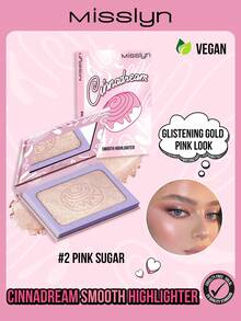 MISSLYN-Cinnadream 柔滑高光粉，1 片装高光盘，珠光高光，肉桂色，高显色度，丝滑配方，打造光泽感，轻盈透气，持久闪耀，提亮效果持久，面部高光盘修容，新年妆容，新手友好，Y2K 妆容派对，节日，毕业典礼，旅行，生日，礼物，夏季 - #2 Pink Sugar - 查看 2