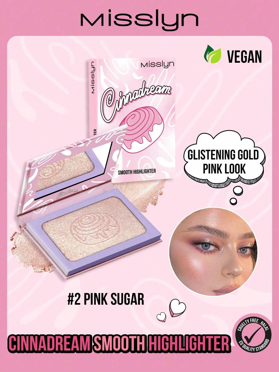 MISSLYN-Cinnadream 柔滑高光粉，1 片装高光盘，珠光高光，肉桂色，高显色度，丝滑配方，打造光泽感，轻盈透气，持久闪耀，提亮效果持久，面部高光盘修容，新年妆容，新手友好，Y2K 妆容派对，节日，毕业典礼，旅行，生日，礼物，夏季