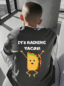 Áo thun ngắn tay cổ tròn in họa tiết phong cách thường ngày cho bé trai tuổi teen, áo mùa hè. - Màu xám đen - Xem 5