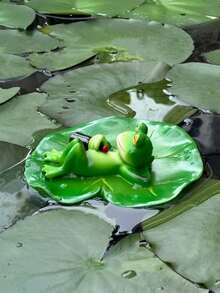 1pc Resin Floating Frog Statue Decor In Lotus Pond, Slouchy Frog Figurine Suitable For Pond, Swimming Pool, Yard, Outdoor Decoration, Cute Frog Statue Gift For Frog Lovers - Multiple Styles - View 5