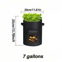 7加仑和10加仑（约35.7升）马铃薯种植袋/育苗盘，配有加固提手和厚实无纺布盆，适合室内种植。它们排水透气性好，提供理想的生长环境。可重复使用3年以上，也适用于种植番茄、蔬菜和水果。 - 排水通氣 - 查看 13