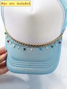1 chiếc mặt dây chuyền hình trái tim thời trang - Thiết kế trang trí hình trái tim, phụ kiện mũ lưỡi trai đa năng phù hợp cho trang phục dự tiệc và phong cách thường ngày, mũ tốt nghiệp, mũ cao bồi. - Nhiều màu - Xem 2