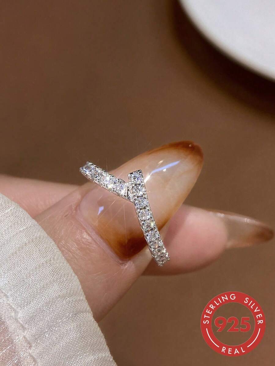 1 chiếc nhẫn bạc S925 hình núi tối giản, trang sức thanh lịch, quà tặng dự tiệc/sinh nhật, phụ kiện hẹn hò thiết yếu.