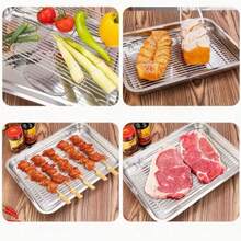 1 pieza Juego de bandeja de drenaje de malla de acero inoxidable, material grueso, resistente al calor y la corrosión, multiusos para hornear, asar a la parrilla, drenar, lavar, enfriar, drenaje eficiente de aceite, fácil de limpiar, resistente a la oxidación, apto para horno y estufa, herramienta esencial de cocina para hornear y asar a la parrilla, regalo práctico para entusiastas del aire libre, inauguración de la casa, Día de la Madre - A - Ver 6