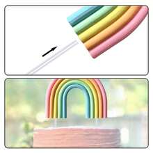 3D Rainbow Cloud Design Cake Toppers, Suitable For Party, Birthday, Wedding Cake Decorations. (This Product Cannot Be In Direct Contact With Food, It Needs To Be Placed In A Transparent Plastic Tube And Separated From The Food!) - Outer Circle Powder - View 7