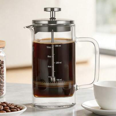Bình pha cà phê kiểu Pháp bằng thủy tinh hai lớp dày 10/20oz, thích hợp cho gia đình, văn phòng, ký túc xá, món quà lý tưởng cho Giáng sinh, Lễ Tạ ơn.