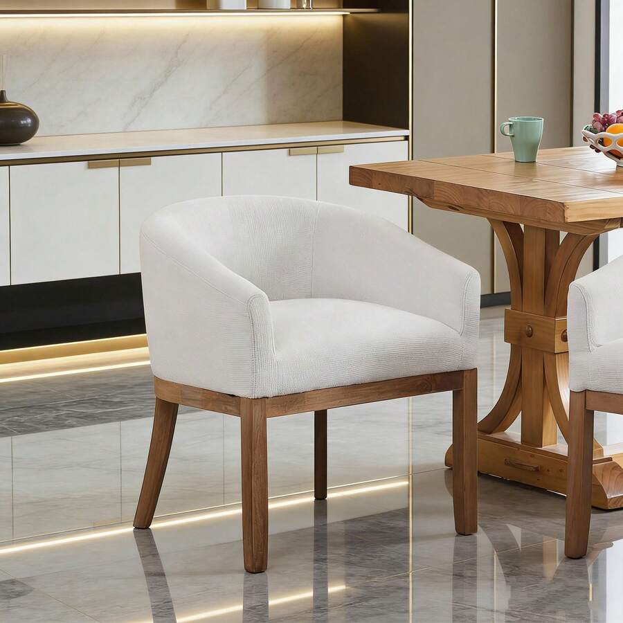 Dining Chairs - Beige + Chenille + Foam - View 1