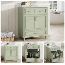 Vanity Unit With Ceramic Basin, Soft-Close Drawer, Modern Bathroom Furniture Offering Ample Storage Space, Metal Handles And Overflow Protection, 81 * 45.5 * 86.5 Cm, Green - Mint Green - View 4