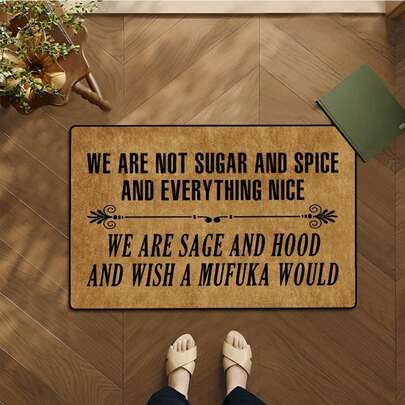 1 Stück waschbarer rutschfester personalisierter Spruch-Fußmatte aus Samt, einfache tägliche Reinigung, Spruch-Design, retro abgenutzt schwarzer Text, Stereotype durchbrechen, ideal für Eingangsbereich, Wohnzimmer, Schlafzimmer, Esszimmer und andere Innen-/Außenbereiche für Frauen und Mädchen