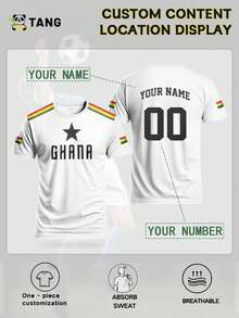 Áo bóng đá Ghana tùy chỉnh dành cho nam, áo thể thao cổ tròn thoải mái, có thể tùy chỉnh tên và số, phù hợp cho tập luyện bóng đá, mặc thường ngày, quà tặng, phong cách, thời trang, cá tính, giản dị, tối giản, cá nhân hóa, tùy chỉnh, độc đáo, trang phục nam, tủ đồ cơ bản, phong cách đường phố/cơ bản dành cho nam, quà tặng lý tưởng cho anh ấy, bạn trai, gia đình, bạn bè, cho sinh nhật, cho kỳ nghỉ, cho trường học/thi đấu, cho thể thao/leo núi, màu trắng mùa hè, túi đựng đồ du lịch. - trắng - Xem 2