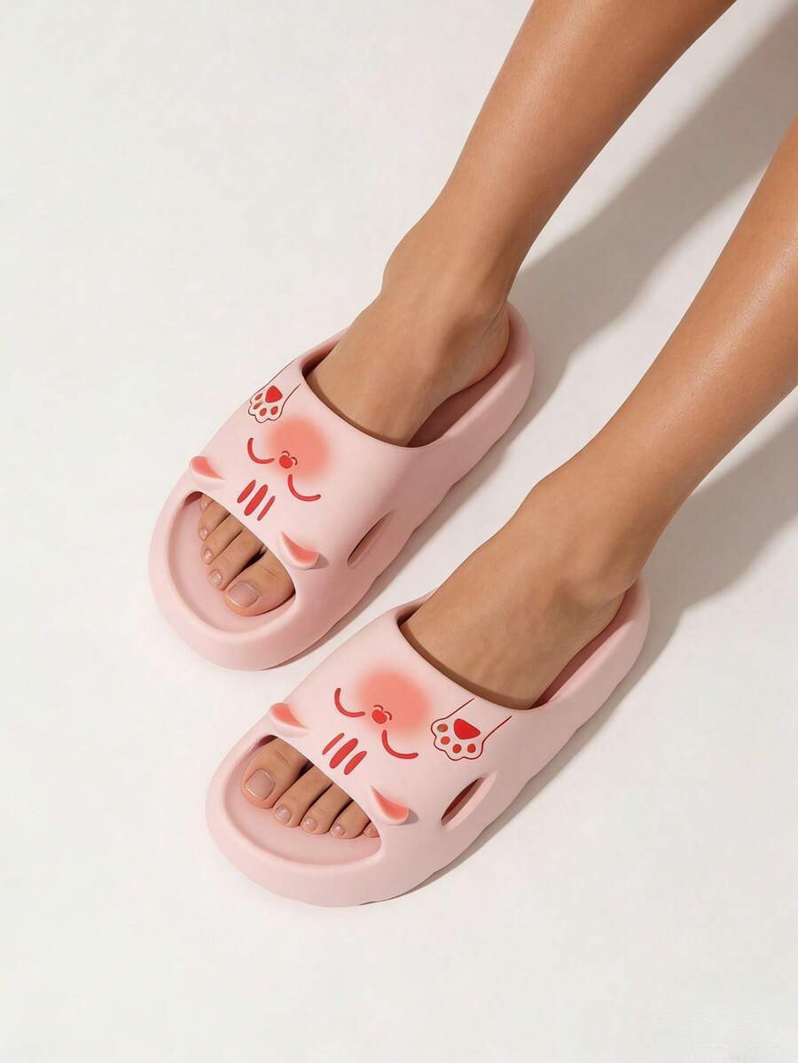 厚底室内浴室防滑拖鞋，卡通软底沙滩凉鞋 - 彩色 - 查看 1