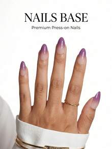 24pcs Purple & Pink Ombre Nail Stickers Set, Includes 1 Gel Polish And 1 Nail File, Removable Nail Art Decals Suitable For Women & Girls To Wear On Parties, Dances And Daily Occasions - Multicolor - View 4