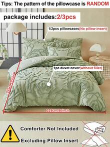 Bộ ga trải giường thêu hoa hồng xanh kiểu Bohemian 2/3 món, bộ đồ giường phong cách trang trại cổ điển, mềm mại và thoáng khí, có thể giặt máy, dành cho phòng ngủ, phòng khách, cỡ Queen, King (1 ga trải giường + 1/2 vỏ gối, không kèm ruột chăn) - màu xanh lá - Xem 4