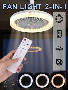 Ceiling Fan Light Luster Silent With Remote Lamp E27 Control Bedroom Living Home Top Lighting Source Ac85-265v Fan Ceiling - one-size - View 2