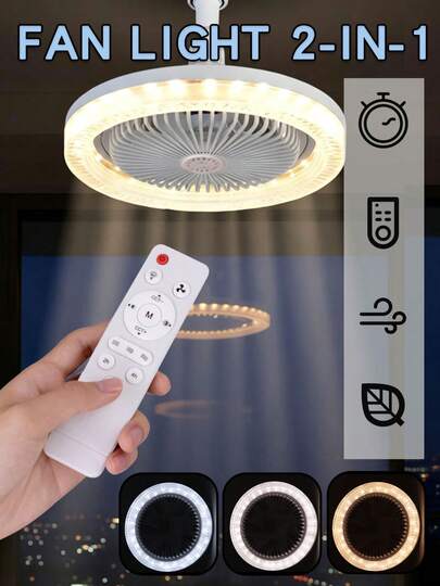 Ceiling Fan Light Luster Silent With Remote Lamp E27 Control Bedroom Living Home Top Lighting Source Ac85-265v Fan Ceiling