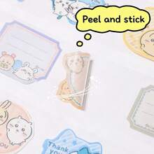1张2026年流行卡通手写学生贴纸，封口贴纸，可撕备忘录贴纸 | 可爱卡通标签贴纸，剪贴簿贴纸，计划本用品，实惠礼物，随机款式 - 彩色 - 查看 3