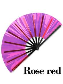 1 件全息激光折叠手扇，手持式激光全息风扇，适合节日、彩虹服装、迪斯科派对、家居装饰，适用于所有场合（塑料产品，不可避免出现划痕） - 彩色 - 查看 15