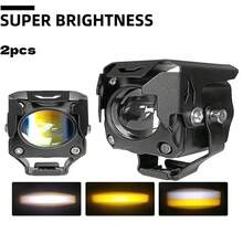 1 par de luces LED cuadradas mini amarillas y blancas para uso todoterreno, con haz alto/bajo conmutable, luz auxiliar de trabajo y de ruta - Un par de focos LED + soporte de base - Ver 13