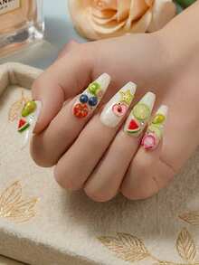 Beautizon Nailartlab 3D硅胶美甲模具套装，包含樱桃、草莓、柠檬、西瓜、葡萄等3D水果美甲模具，与网络红人同款，柔软耐用，DIY美甲装饰配件 - 無色 - 查看 4