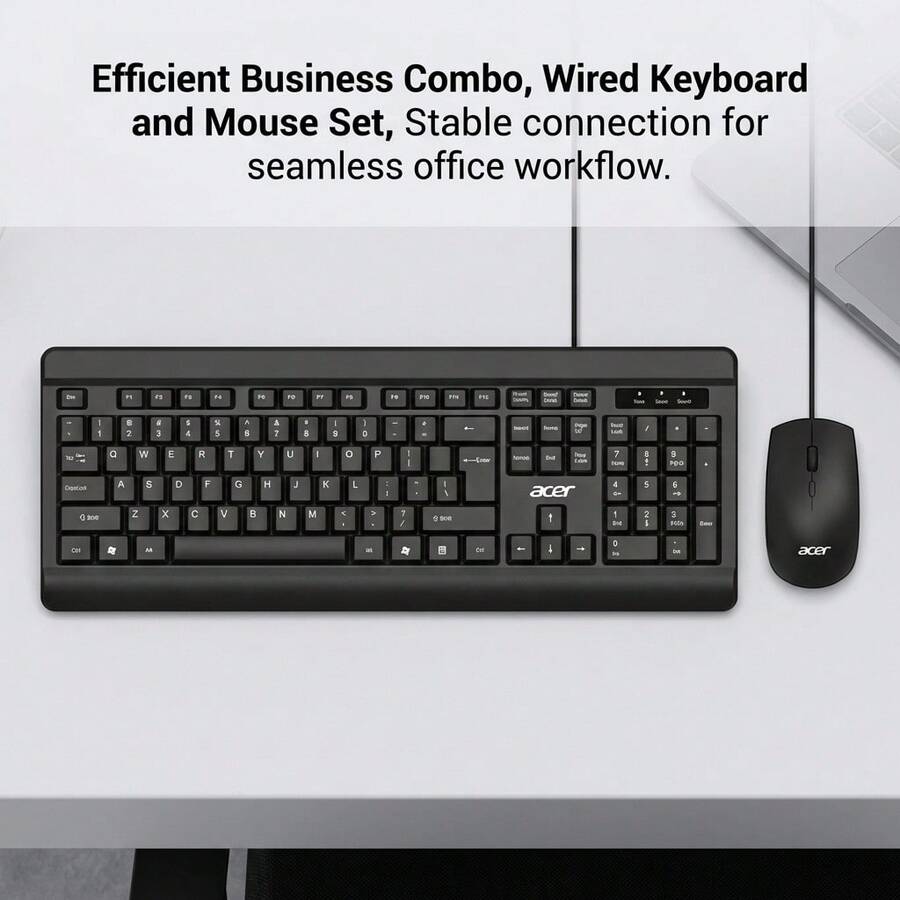 Acer OCC203 OAK930 OAK010 OAK960 Wired Keyboard And Mouse Combo For Laptops And Desktops, Business Office Use, USB Wired Combo, All-In-One PC - View 1