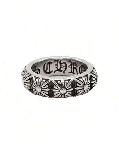 1pc Fashionable Stainless Steel Cross Flower Ring, Suitable For Gifting To Friends, Colleagues, Parents, Boyfriend/Girlfriend, Couples