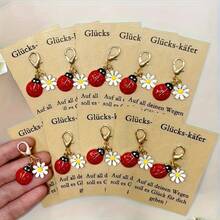 1/10pcs Lucky Ladybug & Daisy Keychain Gift Set - Includes Inspirational Ladybug Card, Suitable For Parties, Birthdays, Weddings, Graduations, Christmas, Thanksgiving, Etc.! Cute And Funny Ladybug Gift, Ideal Party Favor Or Travel Companion, Event Giveaway, Holiday Gift, Durable Keychain, Quality Paper Card, Theme Party Supplies, Graduation Ceremony Attendee, Wedding Guest - View 3