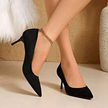 6cm High Heel Boots, PU Leather, Cargo Style Style, Suitable For All Seasons - Black - View 1