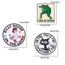 Parche bordado con diseños de rana, pato y gato, pegatina de transferencia térmica para ropa DIY, insignia para chaqueta - Múltiples estilos - Ver 8
