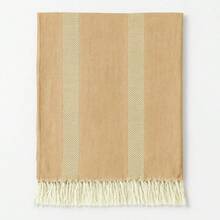 Manta Decorativa Casal Algodão - Toque Suave com Franjas - 2,40m x 1,60m - Caramelo - Visão 11