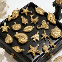 Bộ 10 mặt dây chuyền hình sinh vật biển bằng thép không gỉ mạ vàng 18K với nhiều hình dạng khác nhau - Nguyên liệu tự làm vòng tay, vòng cổ, bông tai và mặt dây chuyền. - mặt dây chuyền - Xem 6