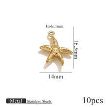 Bộ 10 mặt dây chuyền hình sinh vật biển bằng thép không gỉ mạ vàng 18K với nhiều hình dạng khác nhau - Nguyên liệu tự làm vòng tay, vòng cổ, bông tai và mặt dây chuyền. - mặt dây chuyền - Xem 26