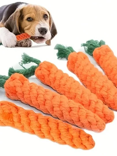 Đồ chơi gặm hình củ cà rốt cho chó, đồ chơi gặm bằng dây cotton đan dễ thương, phù hợp cho chó nhỏ đến trung bình, đồ chơi tương tác chăm sóc răng miệng, đồ chơi mài răng cho thú cưng, đồ chơi kéo co giúp giảm buồn chán cho chó, đồ dùng cho thú cưng.