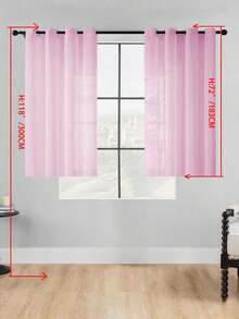 1pc Sheer Curtain, Grommet Curtain, Light Filtering Curtain, Semi-Transparent Curtain, Home/Office Use Curtain, Solid Color Modern Minimalist Polyester Voile Curtain, Softens Light, Suitable For Bedroom, Living Room, Balcony, UV Protection - Pink - View 40