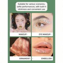 1pc Star Sticker Face Jewelry, Metallic Silver Color With Rhinestone Five-Pointed Star Face Sticker, Suitable For Music Festival Makeup, Sparkling And Versatile For Y2K, Kpop, Carnival, Face Decoration With Five-Pointed Star And Rhinestone (Self-Adhesive) - 彩色 - 查看 5